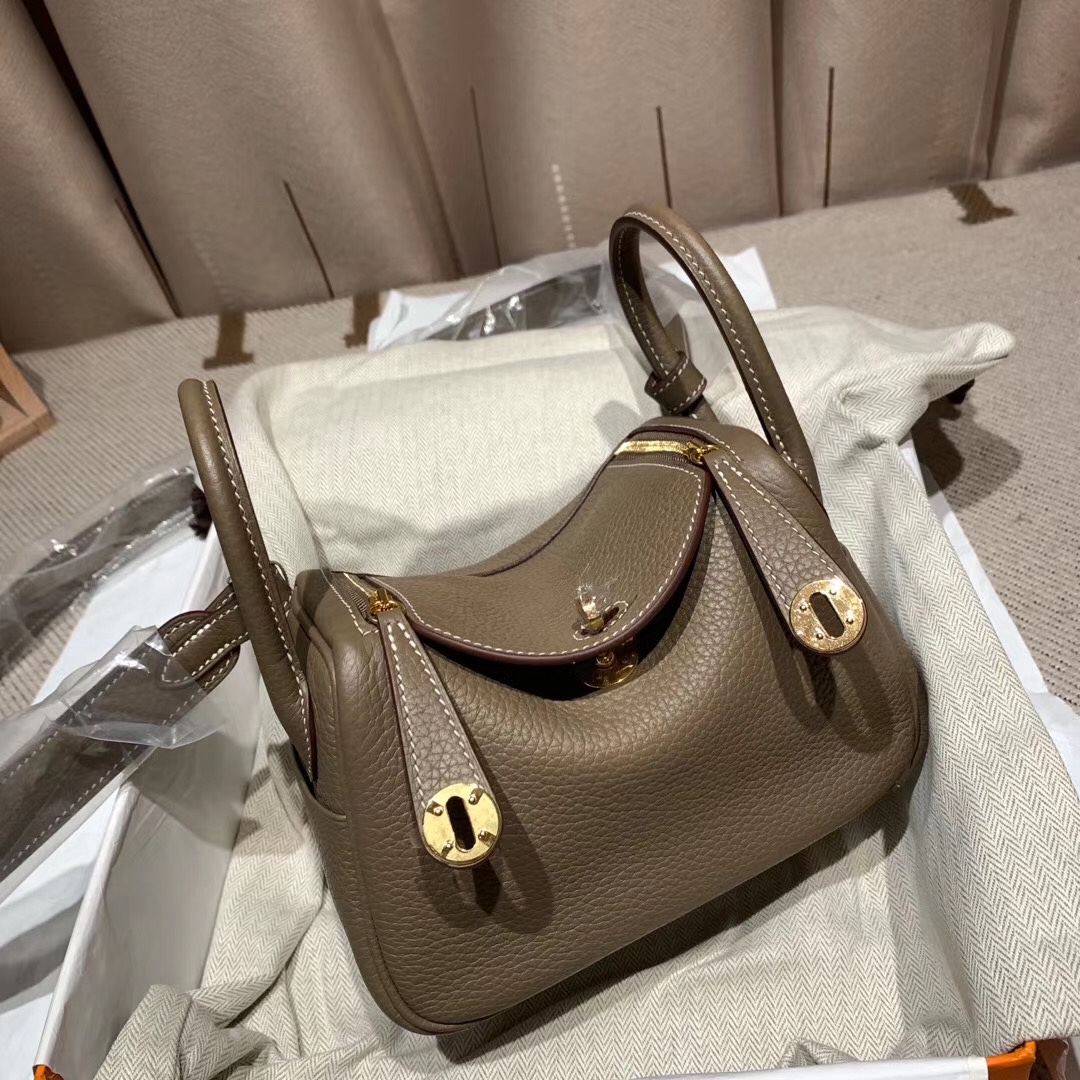 에르메스 미니 린디백19 그리스메이어 금장 끌레망스 가죽